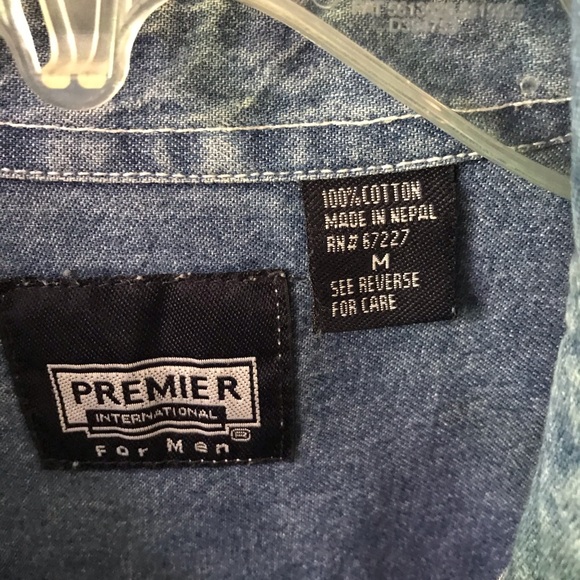 Premier International Mens blue Jean shirt.  Size M. NWOT! - Picture 3 of 4